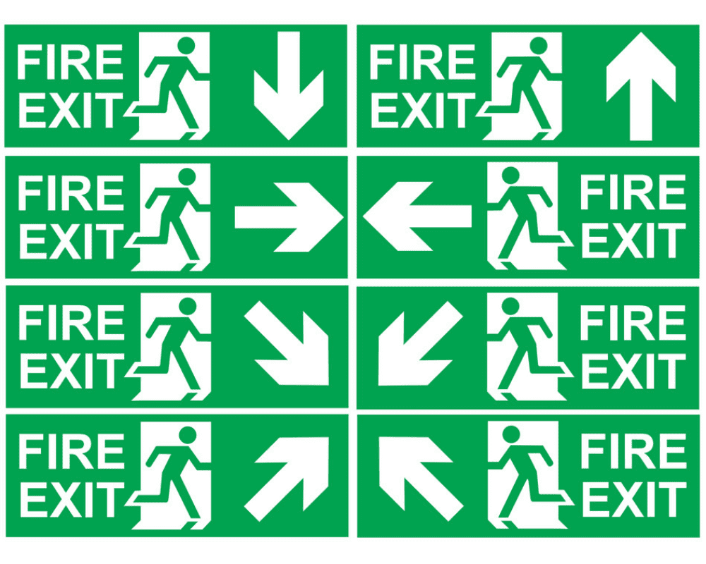 what colour are fire exit signs