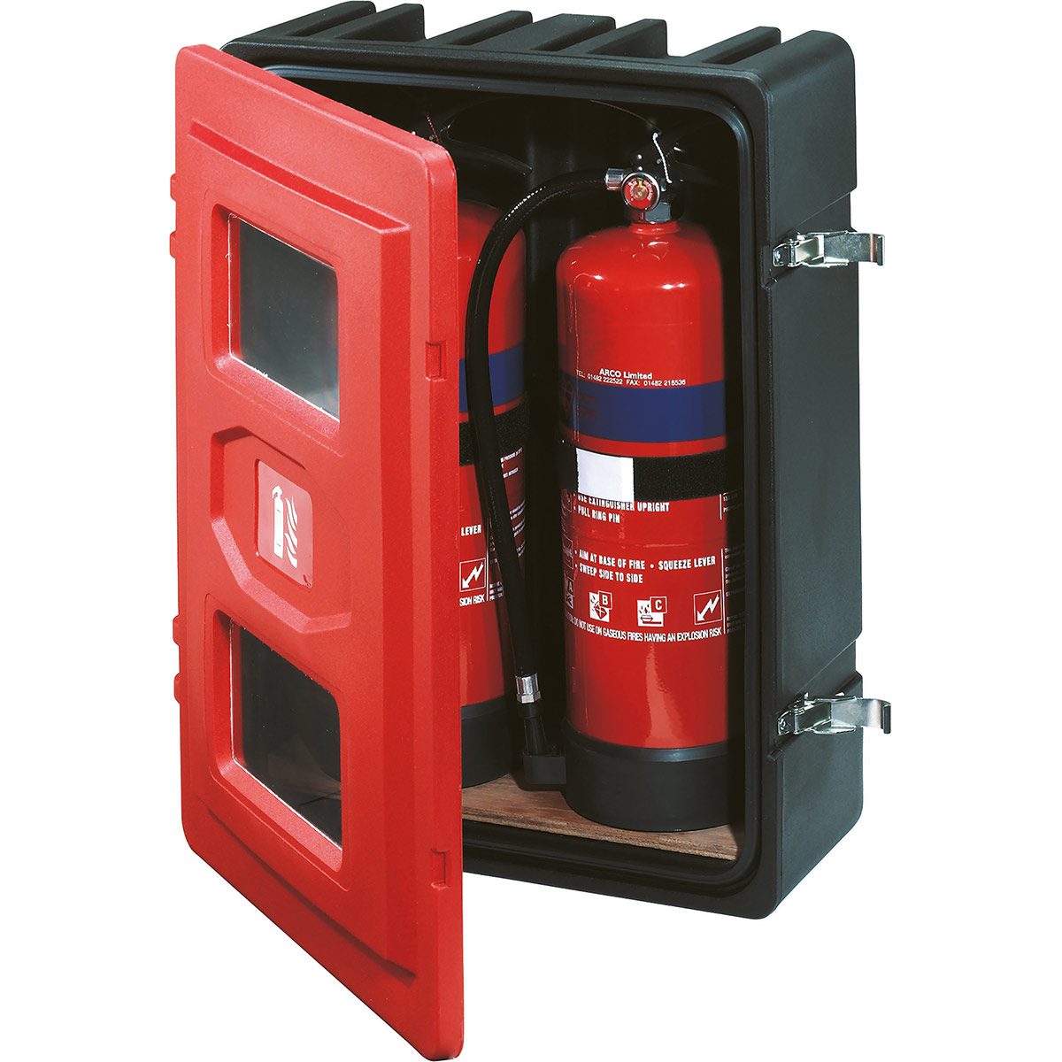 fire extinguisher outside cabinet