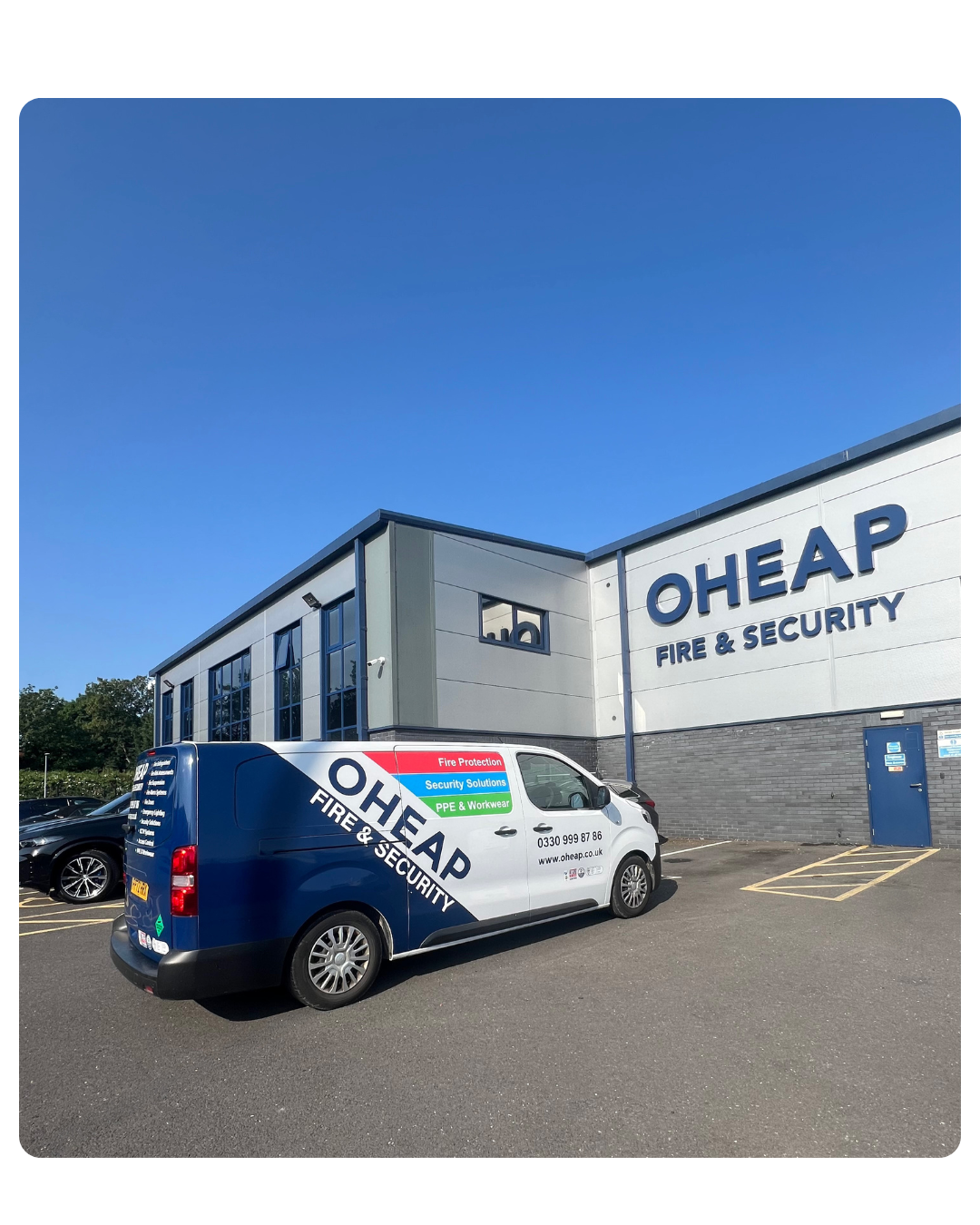 An OHEAP branded van parked outside the OHEAP building