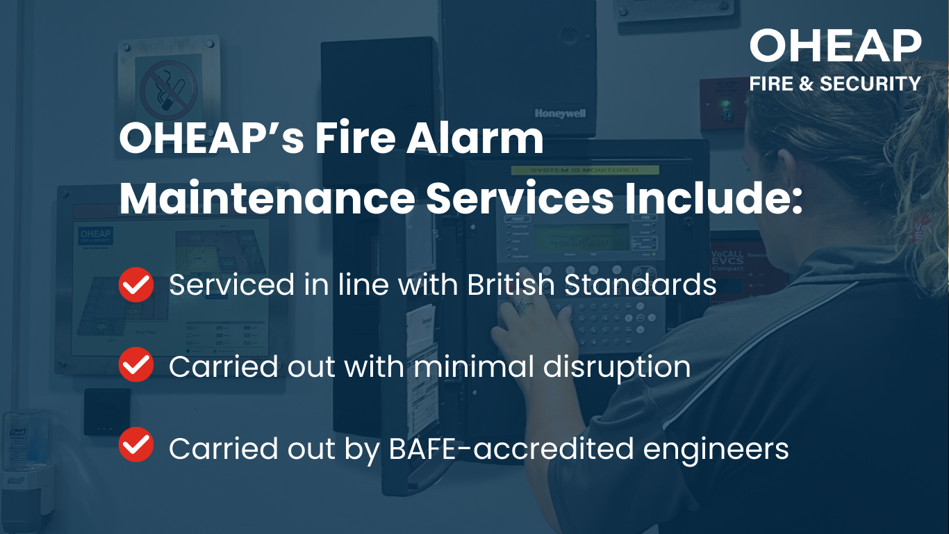 Infographic showing fire alarm services to maximise fire safety  