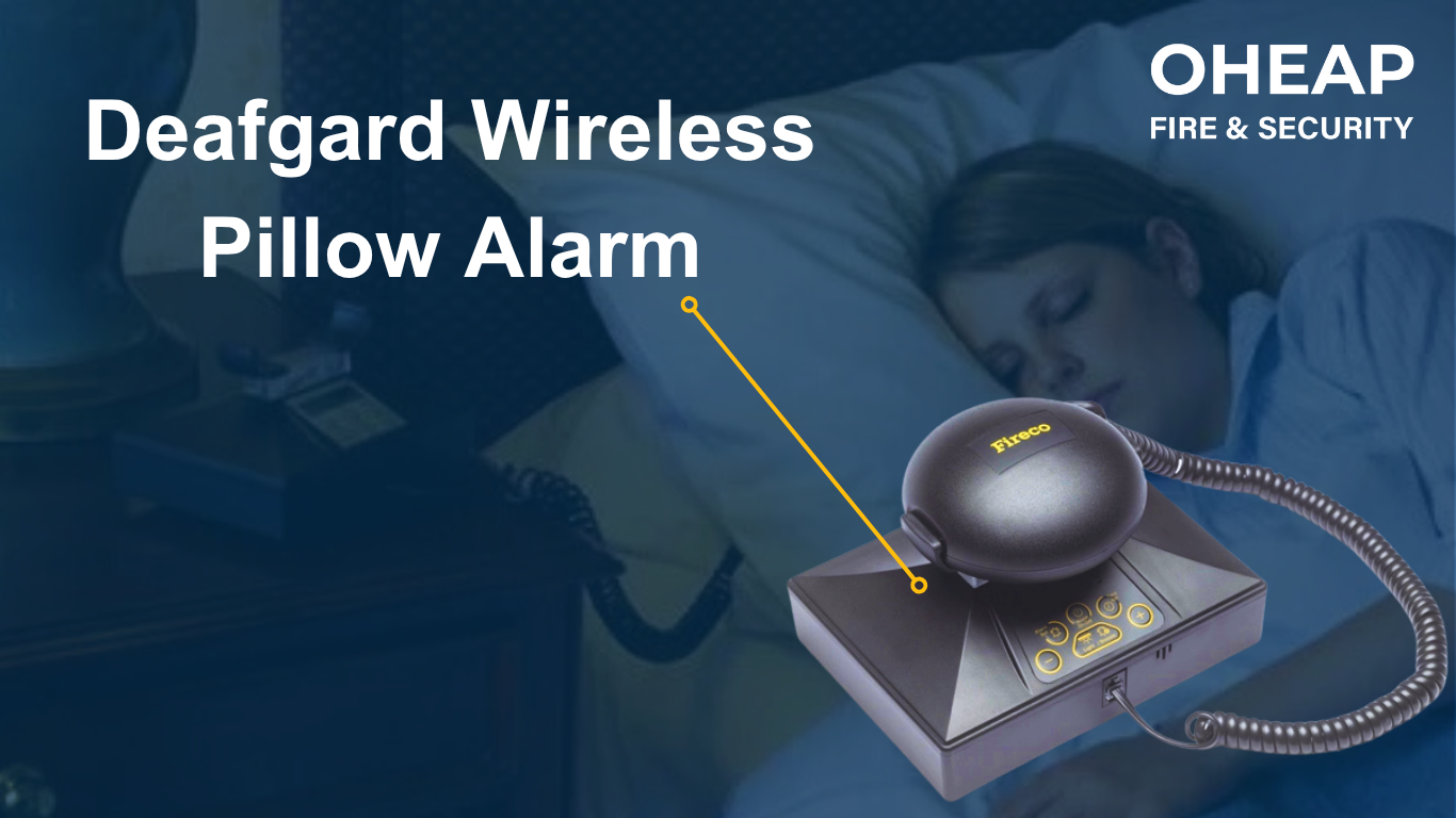 Infographic of a wireless deaf pillow fire alarm 