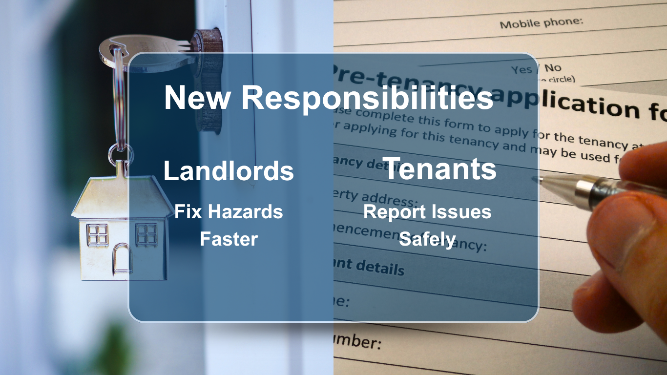 Infographic showing the new legal duties of UK landlords following Awaab's Law