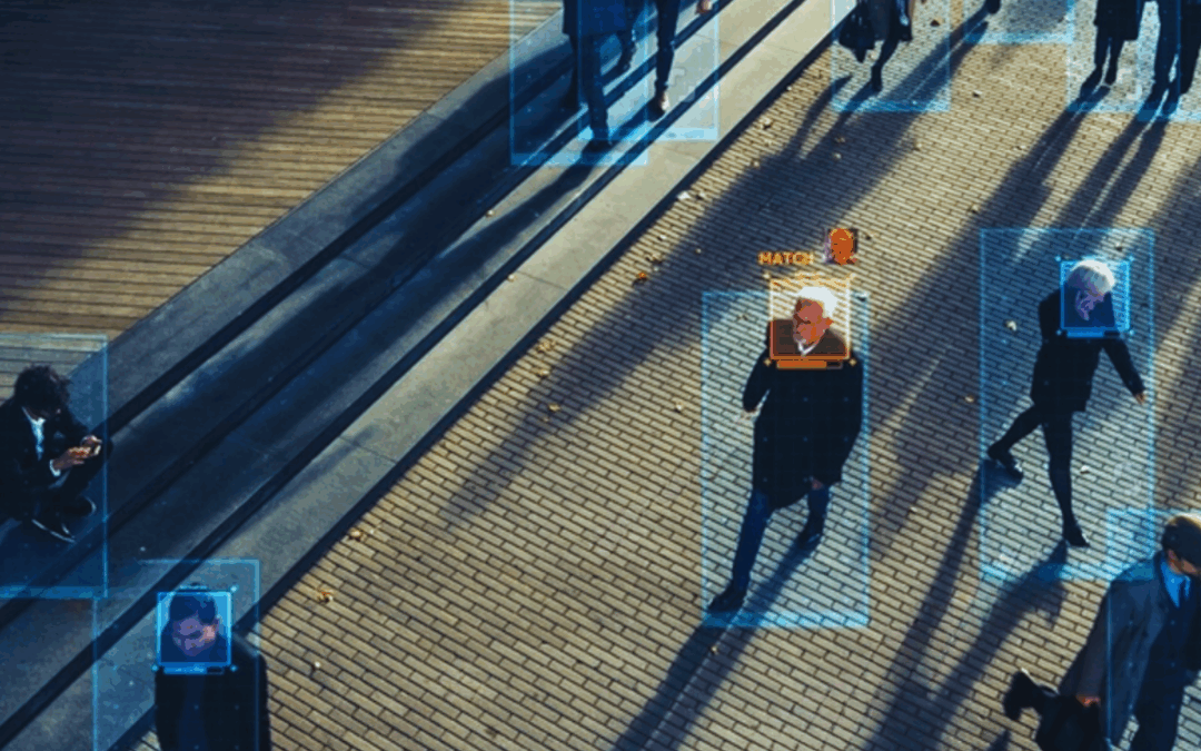 Birdseye view of a street being scanned by an ai-powered cctv security system