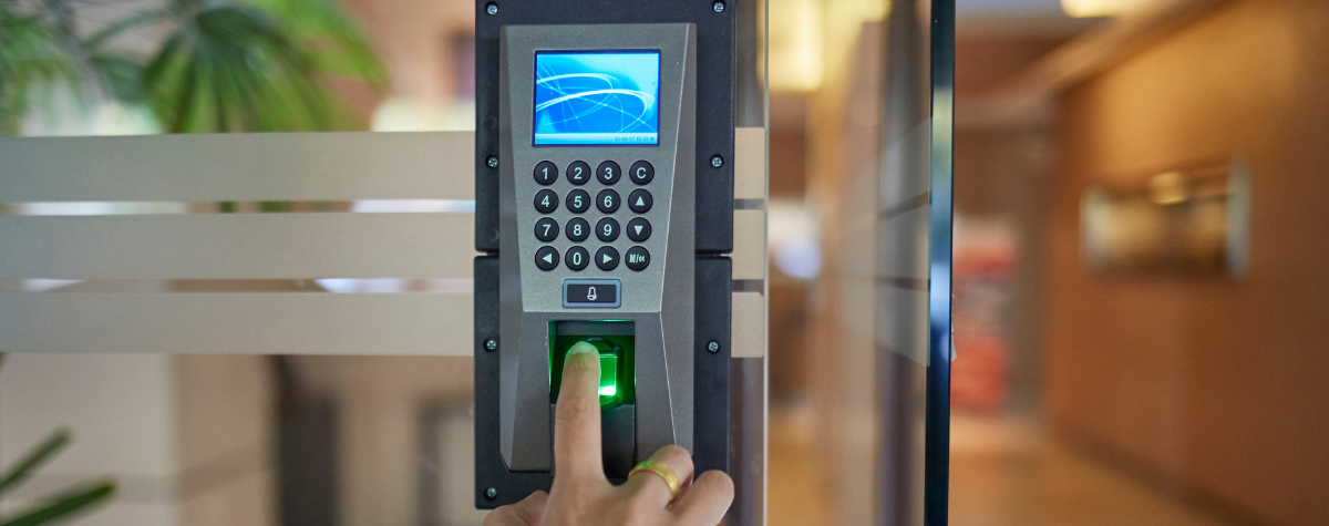An access control activated by a finger print scanner 