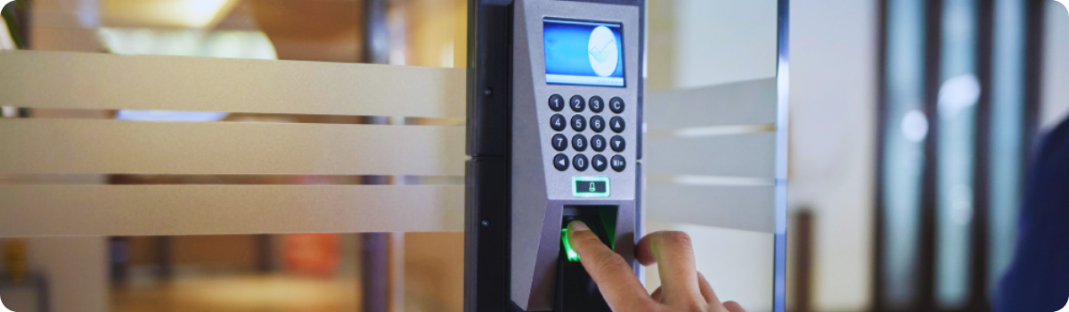 Biometric access control being activated via finger print scanner