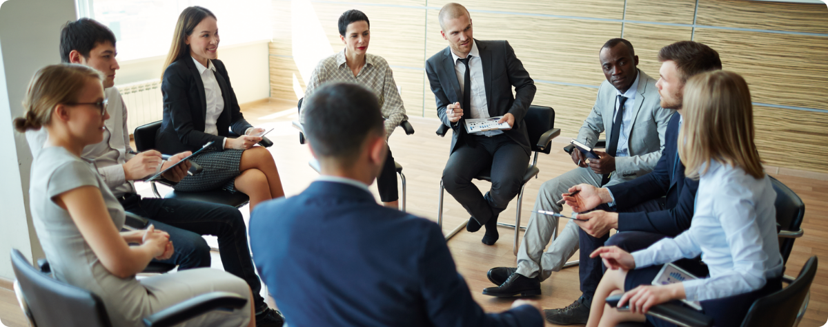 In-person fire safety training teaching a group of office workers the basic of fire safety