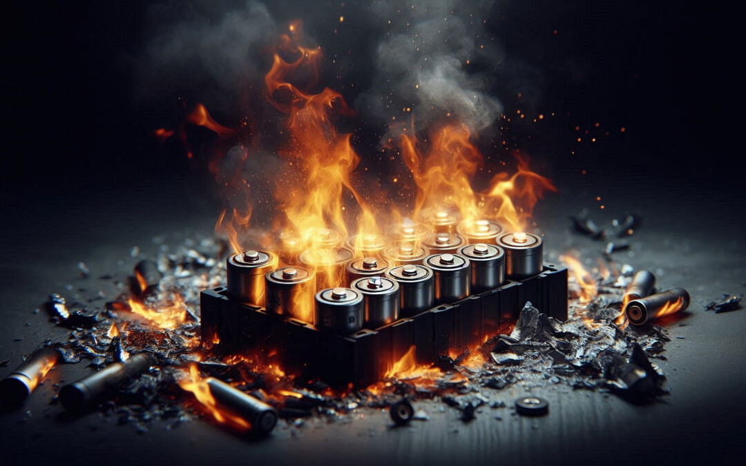 A Class L fire caused by a burning lithium-ion battery