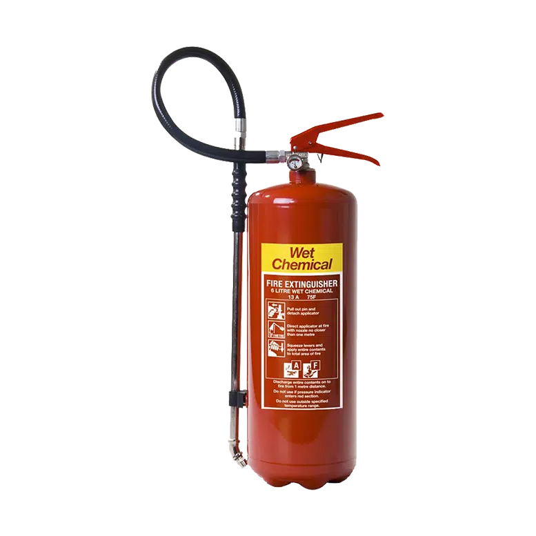 A 6 litre wet chemical fire extinguisher used for fighting class f fires