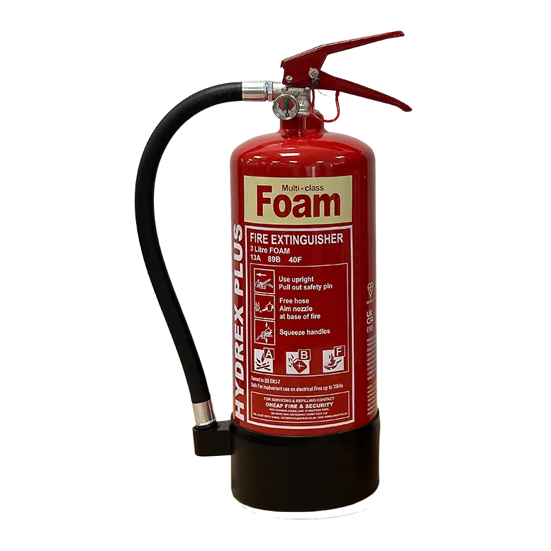 A 6 litre multi-foam fire extinguisher used to extinguish flammable liquid fires