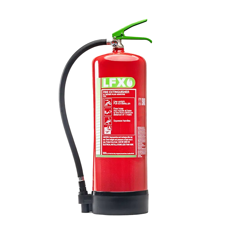 A LFX 9ltr fire extinguisher used for suppressing lithium-ion battery fires