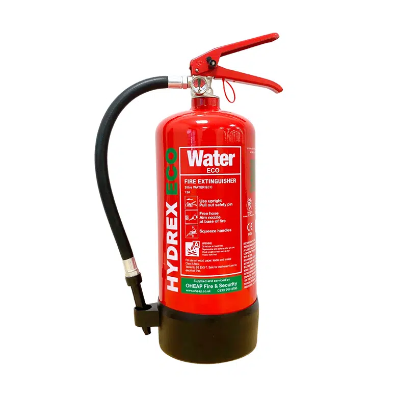 A water eco fire extinguisher used to extinguish class a fires and to build sustainable fire safety