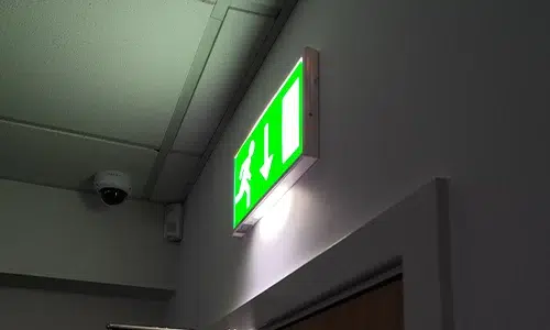 Emergency lighting glowing in dark
